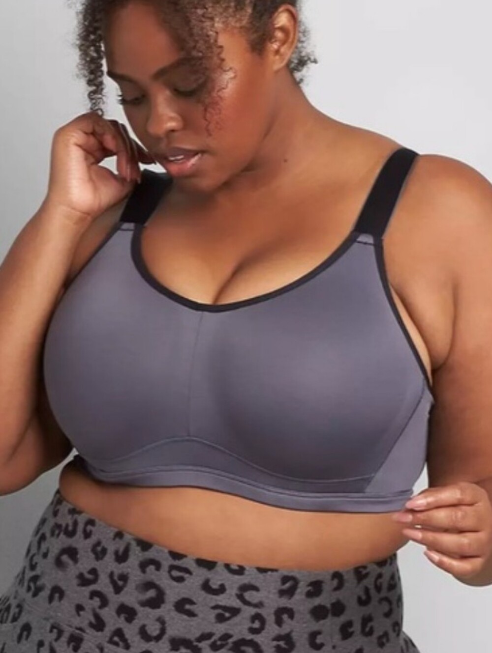 Lane Bryant Cacique LIVI Active Sports Bra 46DDD High Impact Gray